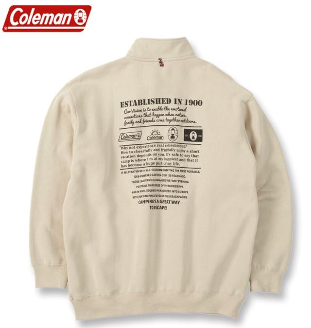 大きいサイズ Coleman 裏起毛 ハーフボタン トレーナー アイボリー 3L 4L 5L 6L/1278-5641-1-89