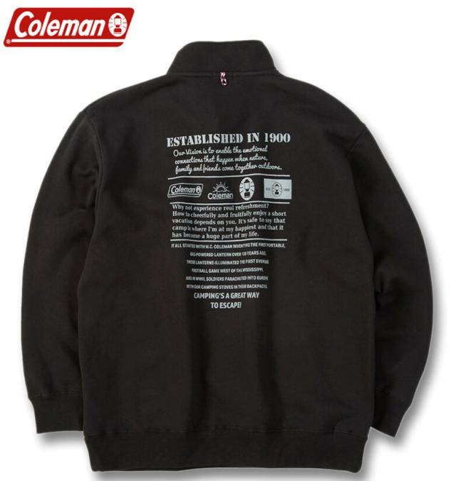 大きいサイズ Coleman 裏起毛 ハーフボタン トレーナー ブラック 3L 4L 5L 6L/1278-5641-2-89