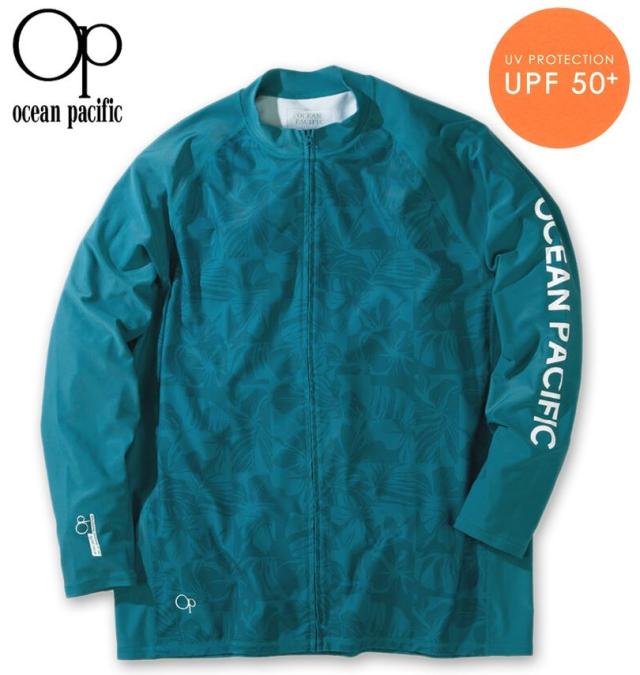 大きいサイズ OCEAN PACIFIC フルジップ 長袖 ラッシュガード ダークブルー 3L 4L 5L 6L 8L/1278-6255-1-89