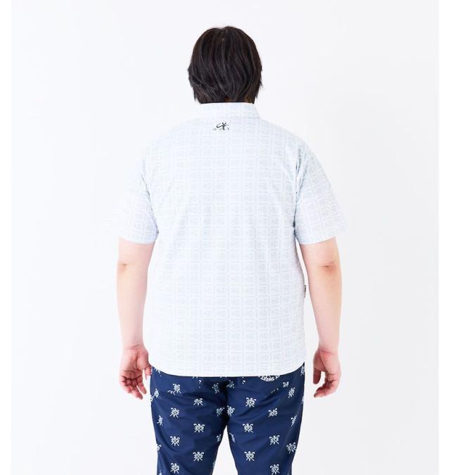 大きいサイズ SY32 by SWEET YEARS ゴルフ ボックスグラフィック 鹿の子 半袖シャツ ホワイト 3L 4L 5L 6L/1278-5218-1-190