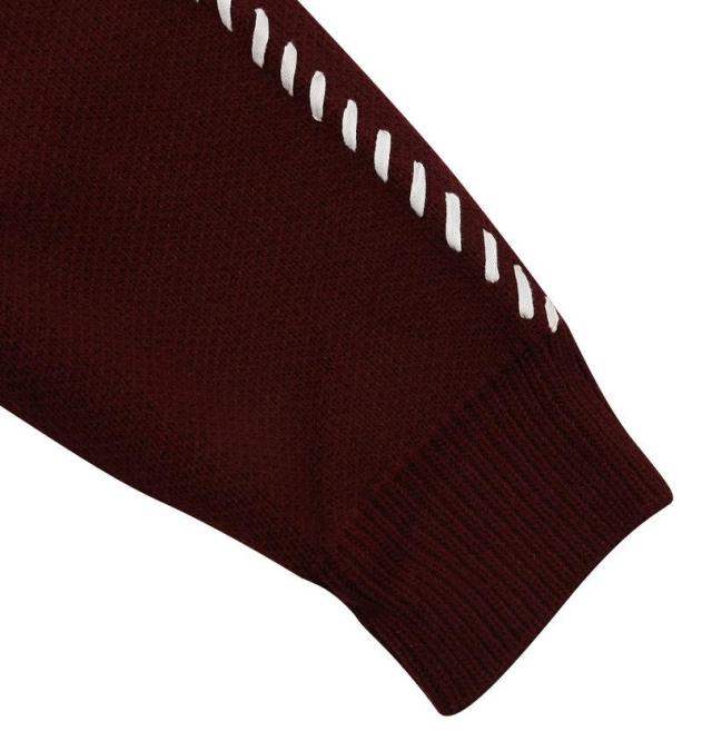 大きいサイズ PLES 7G ダブルジャガード クルーネック セーター ワイン 3L 4L 5L 6L/1258-5380-1-95