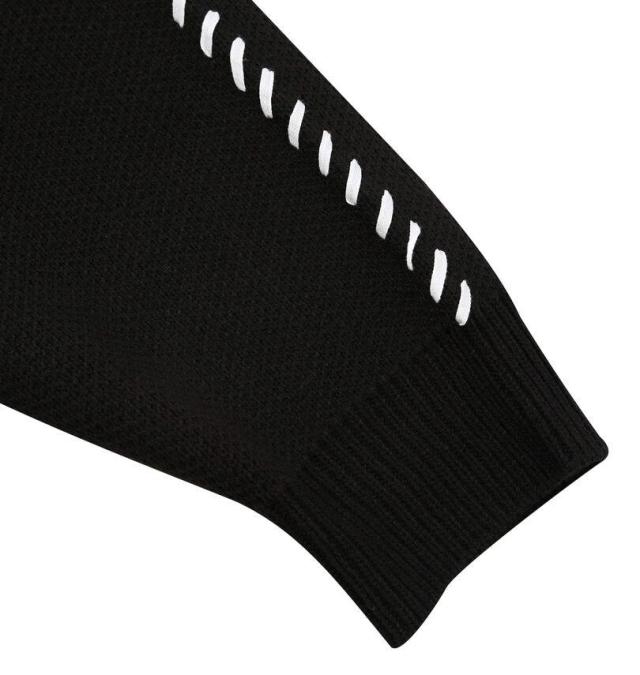 大きいサイズ PLES 7G ダブルジャガード クルーネック セーター ブラック 3L 4L 5L 6L/1258-5380-2-95