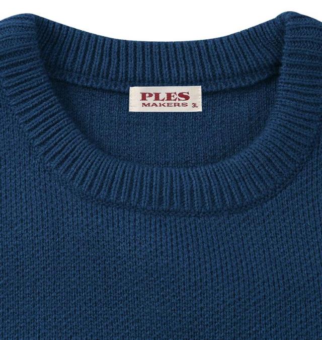 大きいサイズ PLES 7G ダブルジャガード クルーネック セーター ブルーグレー 3L 4L 5L 6L/1258-5380-3-95