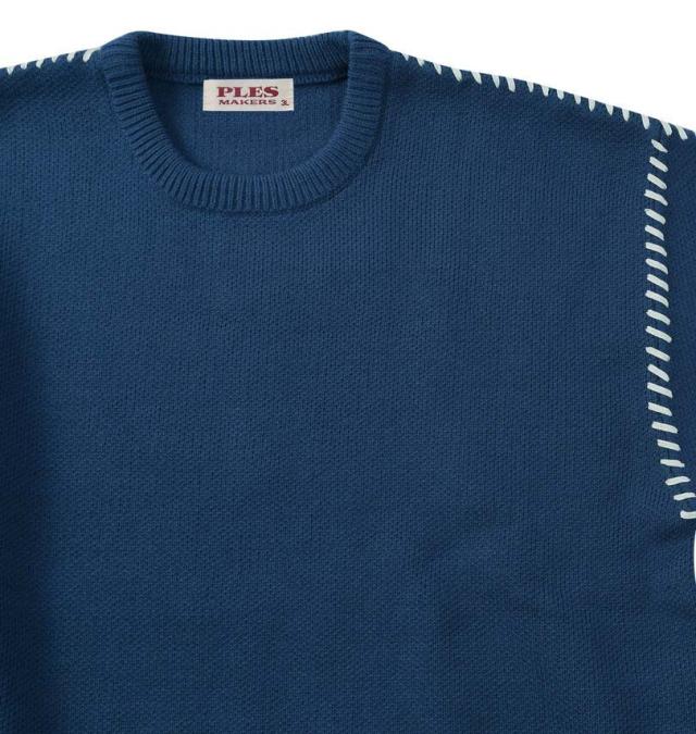 大きいサイズ PLES 7G ダブルジャガード クルーネック セーター ブルーグレー 3L 4L 5L 6L/1258-5380-3-95