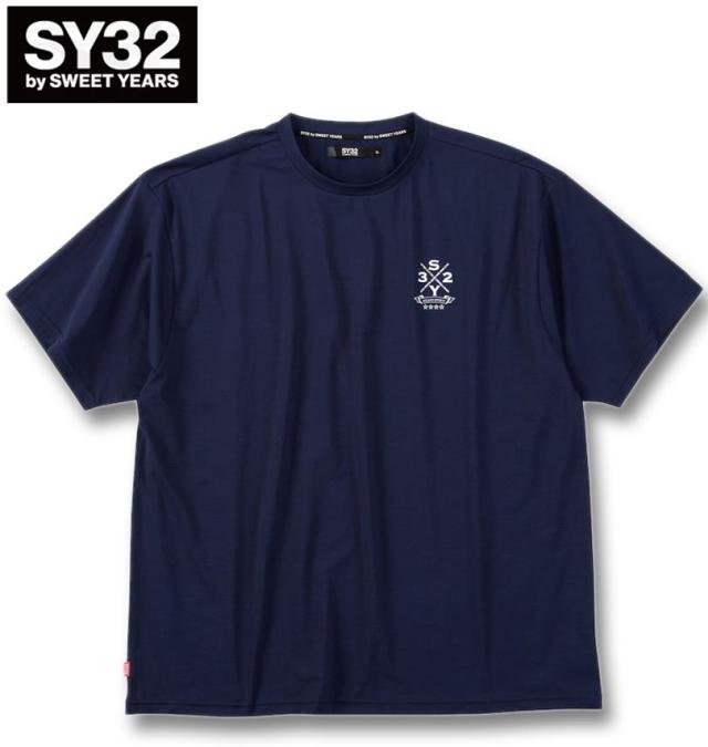 大きいサイズ SY32 by SWEET YEARS サークルロゴ バックプリント 半袖 Tシャツ ネイビー 3L 4L 5L 6L/1278-5240-1-95