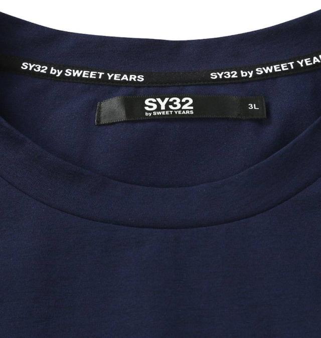 大きいサイズ SY32 by SWEET YEARS サークルロゴ バックプリント 半袖 Tシャツ ネイビー 3L 4L 5L 6L/1278-5240-1-95
