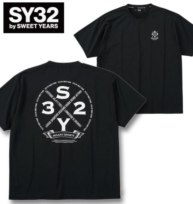 大きいサイズ SY32 by SWEET YEARS サークルロゴ バックプリント 半袖 Tシャツ ブラック 3L 4L 5L 6L/1278-5240-2-95