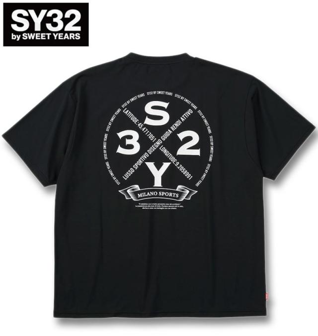大きいサイズ SY32 by SWEET YEARS サークルロゴ バックプリント 半袖 Tシャツ ブラック 3L 4L 5L 6L/1278-5240-2-95