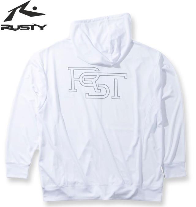 大きいサイズ RUSTY UV メッシュ 長袖 フルジップパーカー ラッシュガード ホワイト 3L 4L 5L 6L 8L/1278-5275-1-95