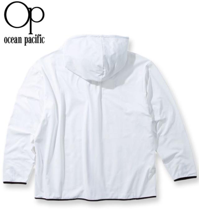 大きいサイズ OCEAN PACIFIC PEARTEX UV 長袖 フルジップパーカー ラッシュガード ホワイト 3L 4L 5L 6L 8L/1278-5281-1-95
