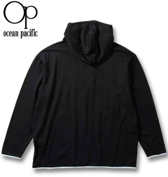 大きいサイズ OCEAN PACIFIC PEARTEX UV 長袖 フルジップパーカー ラッシュガード ブラック 3L 4L 5L 6L 8L/1278-5281-2-95