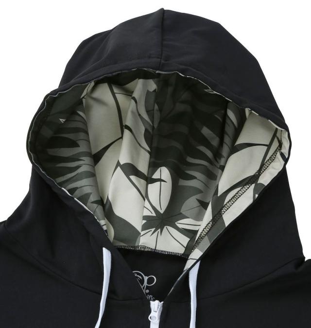 大きいサイズ OCEAN PACIFIC PEARTEX UV 長袖 フルジップパーカー ラッシュガード ブラック 3L 4L 5L 6L 8L/1278-5281-2-95