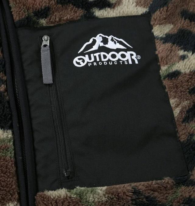 大きいサイズ OUTDOOR PRODUCTS 裏メッシュ ボア フリース ジャケット カーキ系 8L/1253-5325-2-96