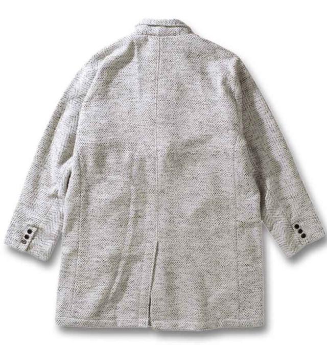 大きいサイズ in the attic ヘリンボーンツイード チェスターコート ホワイトミックス 3L 4L 5L 6L/1253-3313-1-198