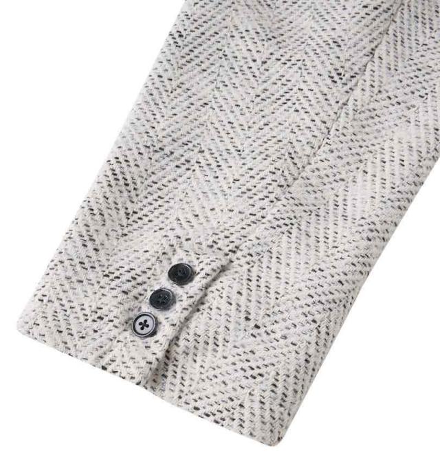 大きいサイズ in the attic ヘリンボーンツイード チェスターコート ホワイトミックス 3L 4L 5L 6L/1253-3313-1-198