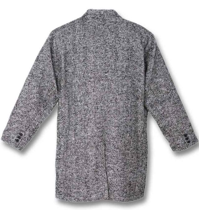 大きいサイズ in the attic ヘリンボーンツイード チェスターコート ブラックミックス 3L 4L 5L 6L/1253-3313-2-198