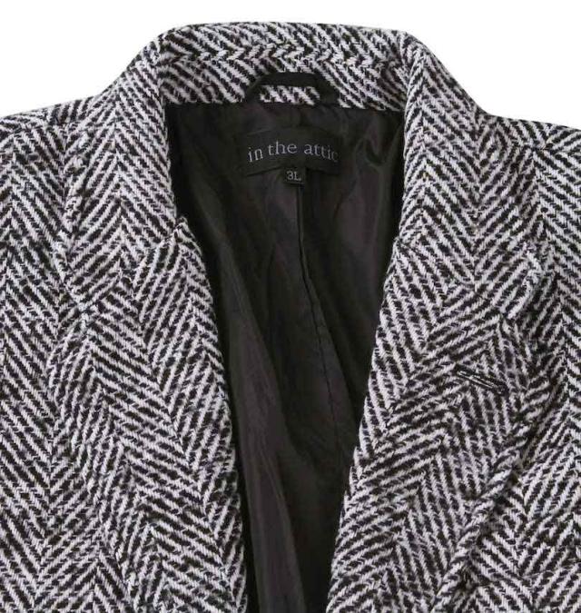大きいサイズ in the attic ヘリンボーンツイード チェスターコート ブラックミックス 3L 4L 5L 6L/1253-3313-2-198