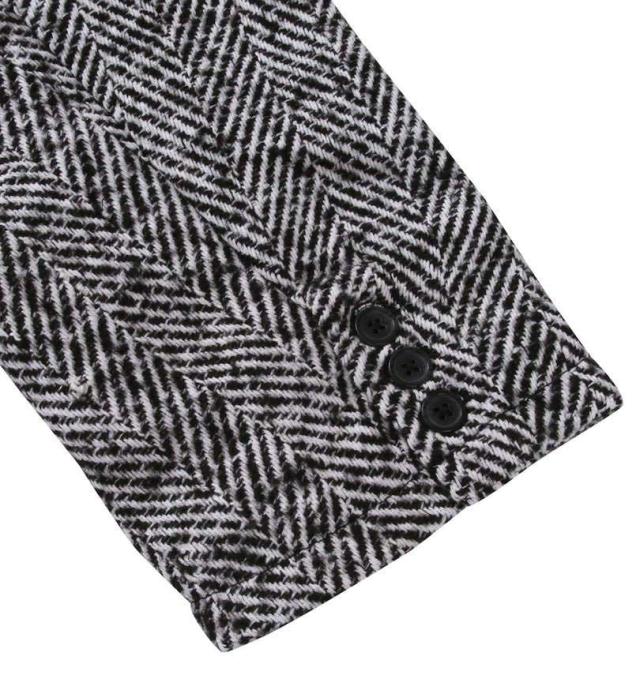 大きいサイズ in the attic ヘリンボーンツイード チェスターコート ブラックミックス 3L 4L 5L 6L/1253-3313-2-198