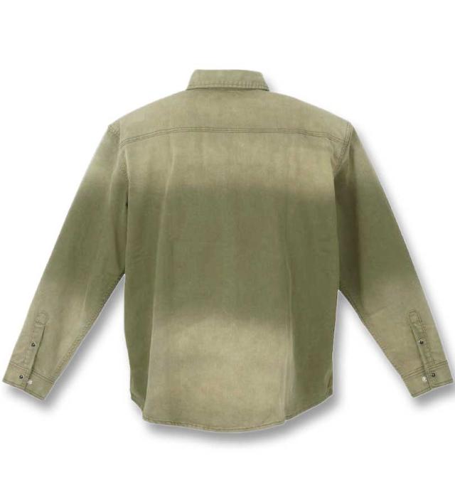 大きいサイズ in the attic ストレッチ カラーデニム 長袖シャツ カーキ 3L 4L 5L 6L/1257-4100-2-98