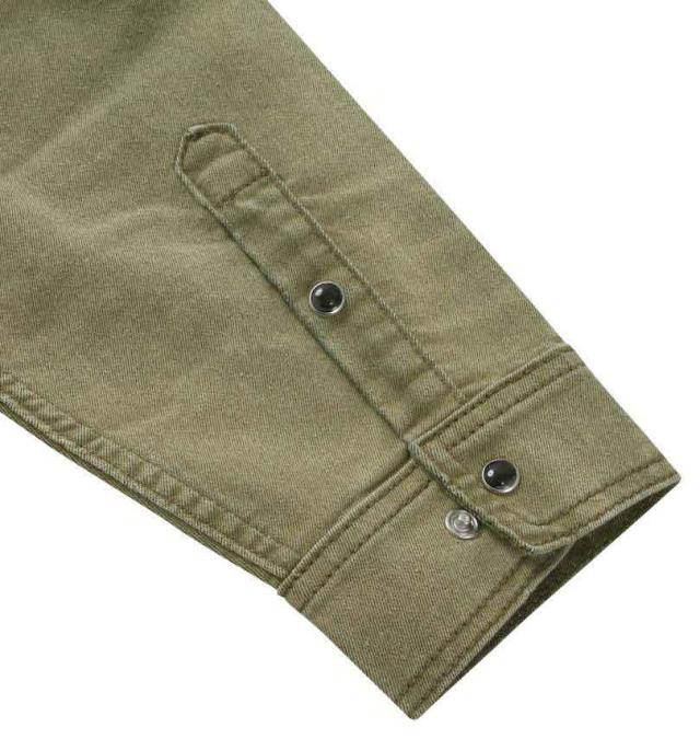 大きいサイズ in the attic ストレッチ カラーデニム 長袖シャツ カーキ 3L 4L 5L 6L/1257-4100-2-98