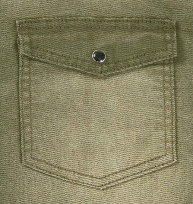 大きいサイズ in the attic ストレッチ カラーデニム 長袖シャツ カーキ 3L 4L 5L 6L/1257-4100-2-98