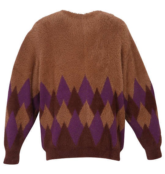 大きいサイズ Timely Warning シャギーアーガイル柄Vカーディガン パープル 3L 4L 5L 6L/1258-2381-2-98