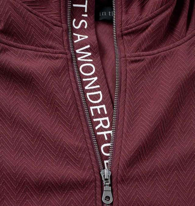 大きいサイズ in the attic ジャガード ノースリーブパーカー+半袖Tシャツ セット ワイン×ブラック 3L 4L 5L 6L/1258-4212-1-98