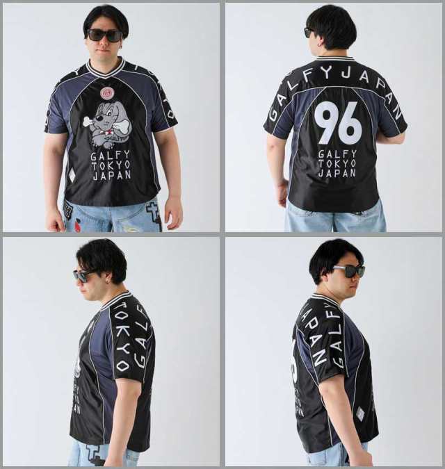 大きいサイズ GALFY ハンドボール 半袖 Tシャツ ブラック 3L 4L 5L 6L/1258-4262-1-98