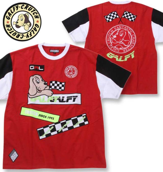 大きいサイズ GALFY モトクロス系わんわん 半袖 Tシャツ レッド 3L 4L 5L 6L/1258-4263-1-98