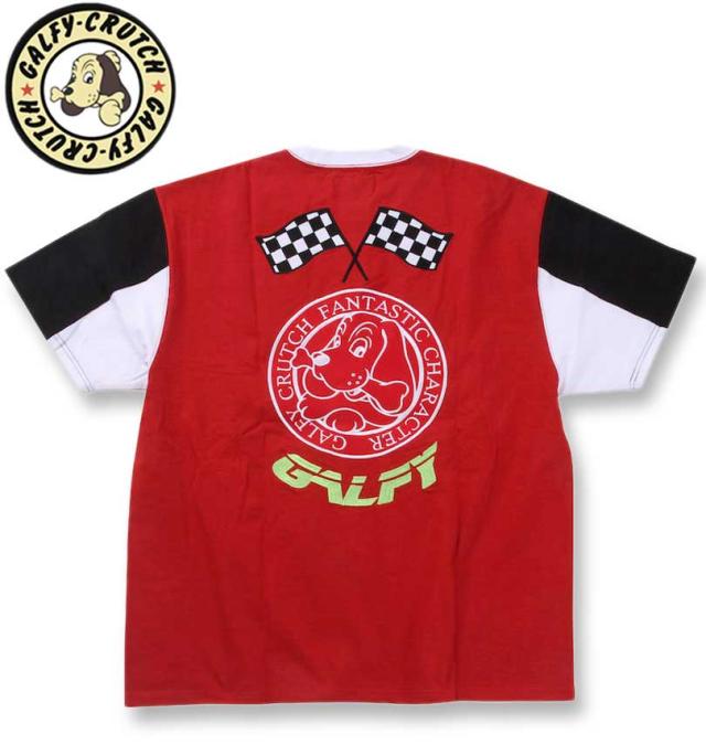 大きいサイズ GALFY モトクロス系わんわん 半袖 Tシャツ レッド 3L 4L 5L 6L/1258-4263-1-98