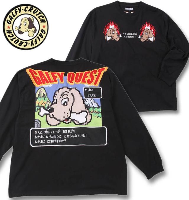 大きいサイズ GALFY ガルクエ 長袖 Tシャツ ブラック 3L 4L 5L 6L/1258-4380-2-98