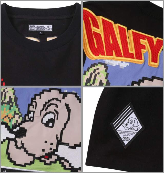 大きいサイズ GALFY ガルクエ 長袖 Tシャツ ブラック 3L 4L 5L 6L/1258-4380-2-98