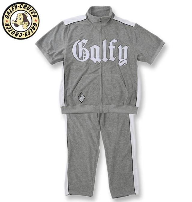 大きいサイズ GALFY ウェッサイ成金 パイル 半袖 スタンドフルジップ 上下セット モクグレー 3L 4L 5L 6L/1258-5241-1-198