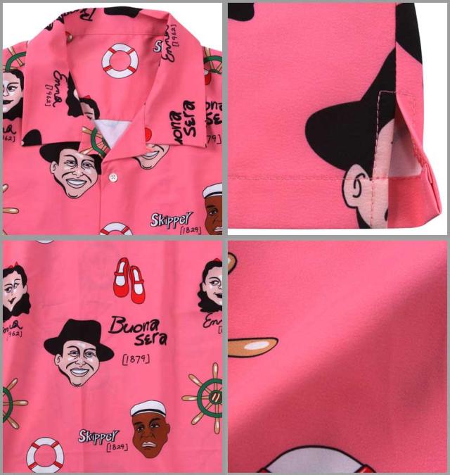 大きいサイズ HUMAROUS Imagine 半袖 アロハシャツ ピンク 3L 4L 5L 6L