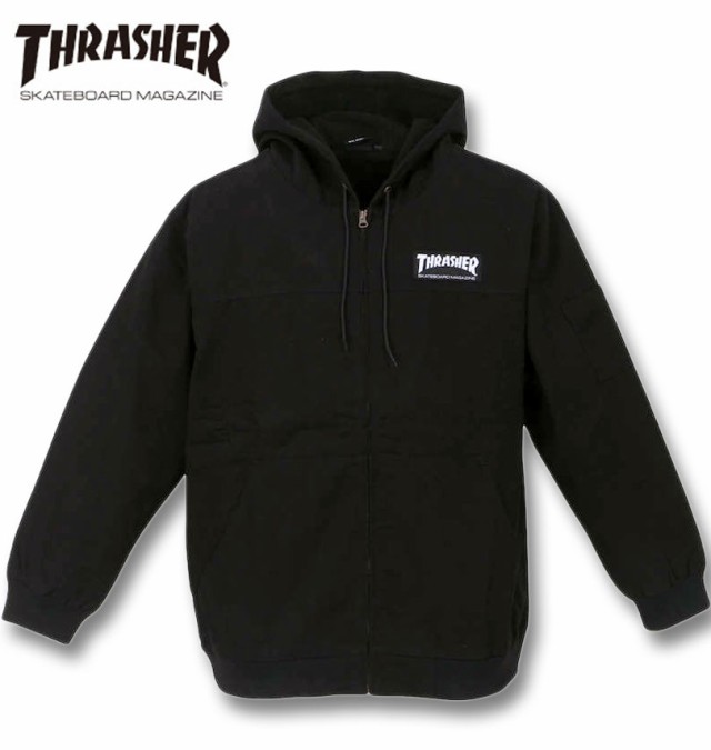 大きいサイズ THRASHER フーデッドフルジップワークジャケット ブラック 3L 4L 5L 6L 8L/1273-2305-1-198