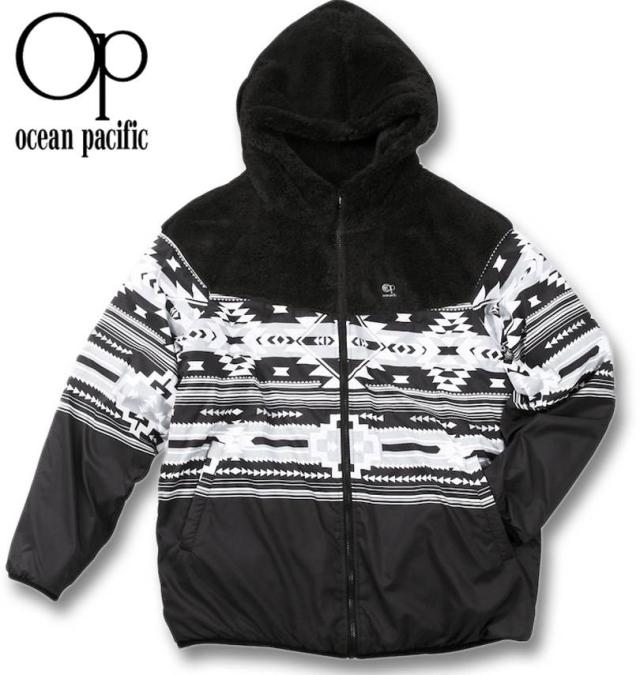 大きいサイズ OCEAN PACIFIC リバーシブル ボア フリース ジャケット ブラック 3L 4L 5L 6L 8L/1273-4340-2-98