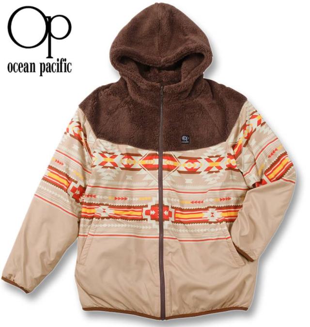 大きいサイズ OCEAN PACIFIC リバーシブル ボア フリース ジャケット ブラウン 3L 4L 5L 6L 8L/1273-4340-3-98