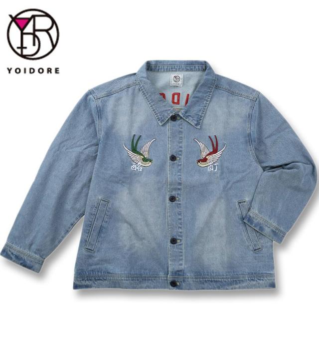 大きいサイズ YOIDORE チベタン デニムジャケット インディゴブルー 3L 4L 5L 6L/1273-5375-1-198