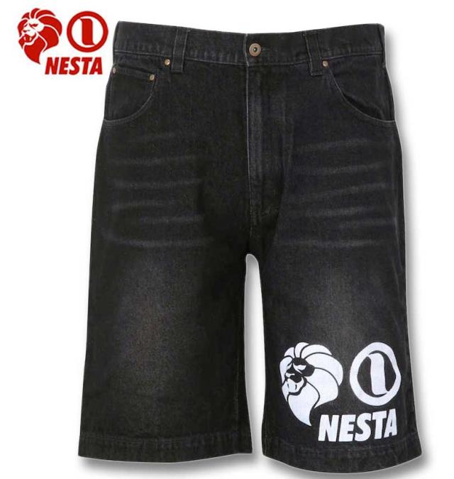 大きいサイズ NESTA BRAND ウォッシュドデニムハーフパンツ ブラック 100cm〜160cm/1274-3276-2-98