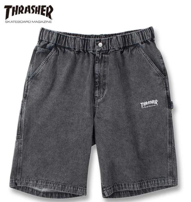 大きいサイズ THRASHER デニム ペインター ハーフパンツ ブラック 3L 4L 5L 6L 7L 8L/1274-4540-2-98