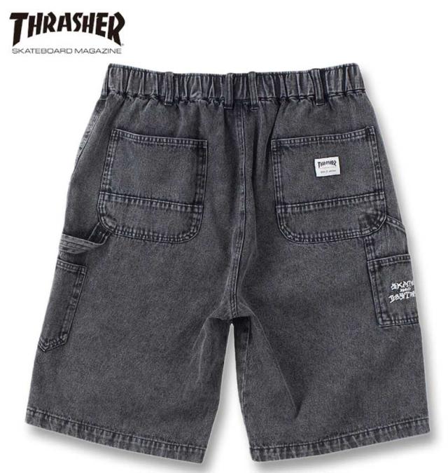 大きいサイズ THRASHER デニム ペインター ハーフパンツ ブラック 3L 4L 5L 6L 7L 8L/1274-4540-2-98