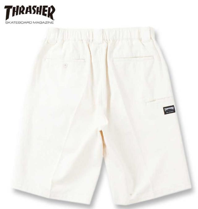 大きいサイズ THRASHER カツラギ ワーク ハーフパンツ オフホワイト 3L 4L 5L 6L 7L 8L/1274-4541-1-98