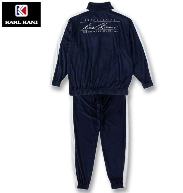 大きいサイズ KARL KANI ベロア 上下セット ネイビー 3L 4L 5L 6L 8L/1276-4350-1-198