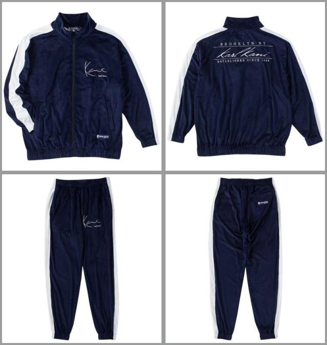 大きいサイズ KARL KANI ベロア 上下セット ネイビー 3L 4L 5L 6L 8L/1276-4350-1-198