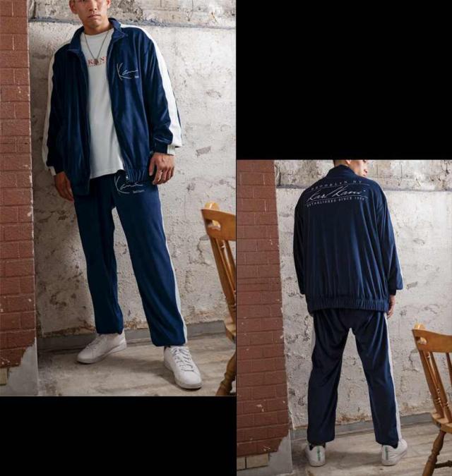 大きいサイズ KARL KANI ベロア 上下セット ネイビー 3L 4L 5L 6L 8L/1276-4350-1-198