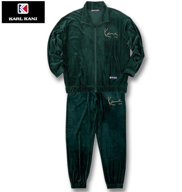 大きいサイズ KARL KANI ベロア 上下セット ダークグリーン 3L 4L 5L 6L 8L/1276-5310-1-198