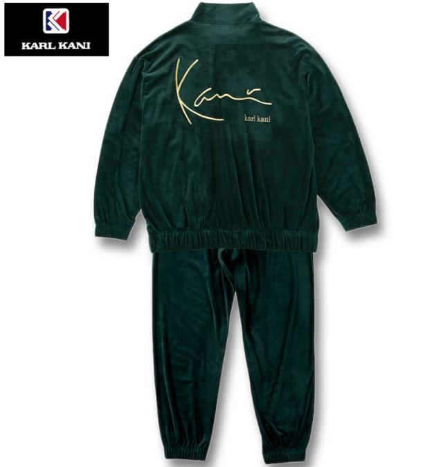 大きいサイズ KARL KANI ベロア 上下セット ダークグリーン 3L 4L 5L 6L 8L/1276-5310-1-198