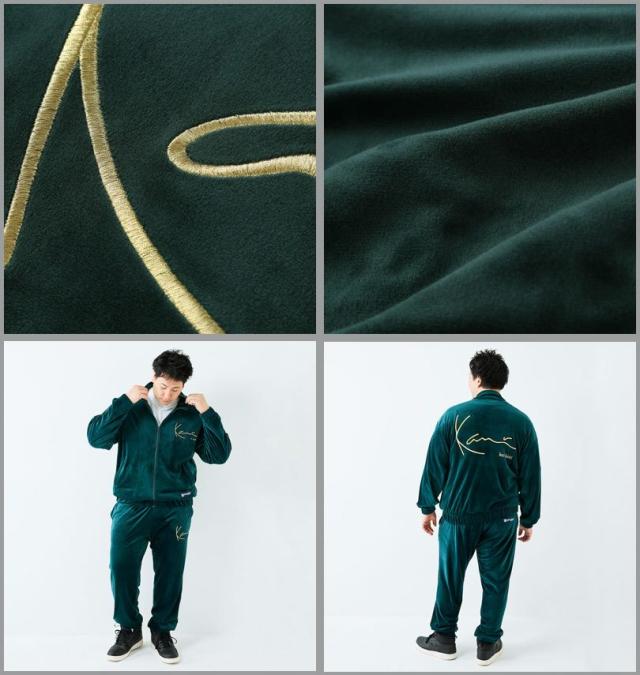 大きいサイズ KARL KANI ベロア 上下セット ダークグリーン 3L 4L 5L 6L 8L/1276-5310-1-198