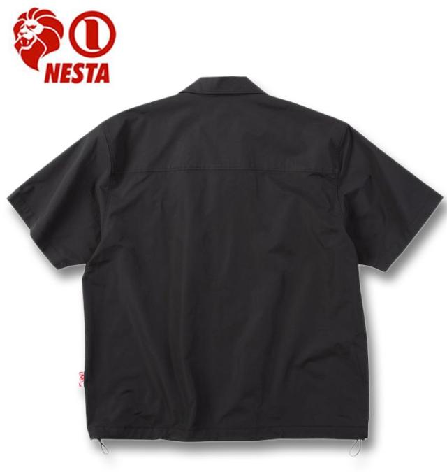 大きいサイズ NESTA BRAND オープンカラー 半袖シャツ ブラック 3L 4L 5L 6L 8L/1277-5215-2-98