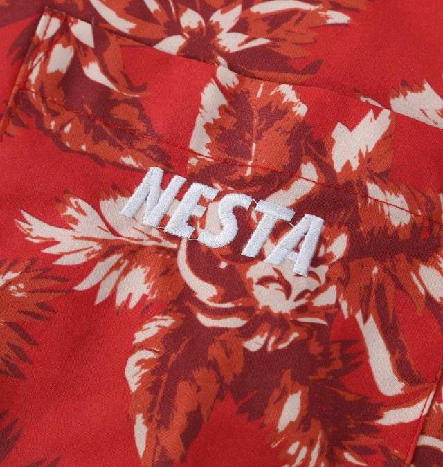 大きいサイズ NESTA BRAND ボタニカル柄 オープンカラー 半袖シャツ レッド 3L 4L 5L 6L 8L/1277-5216-1-98